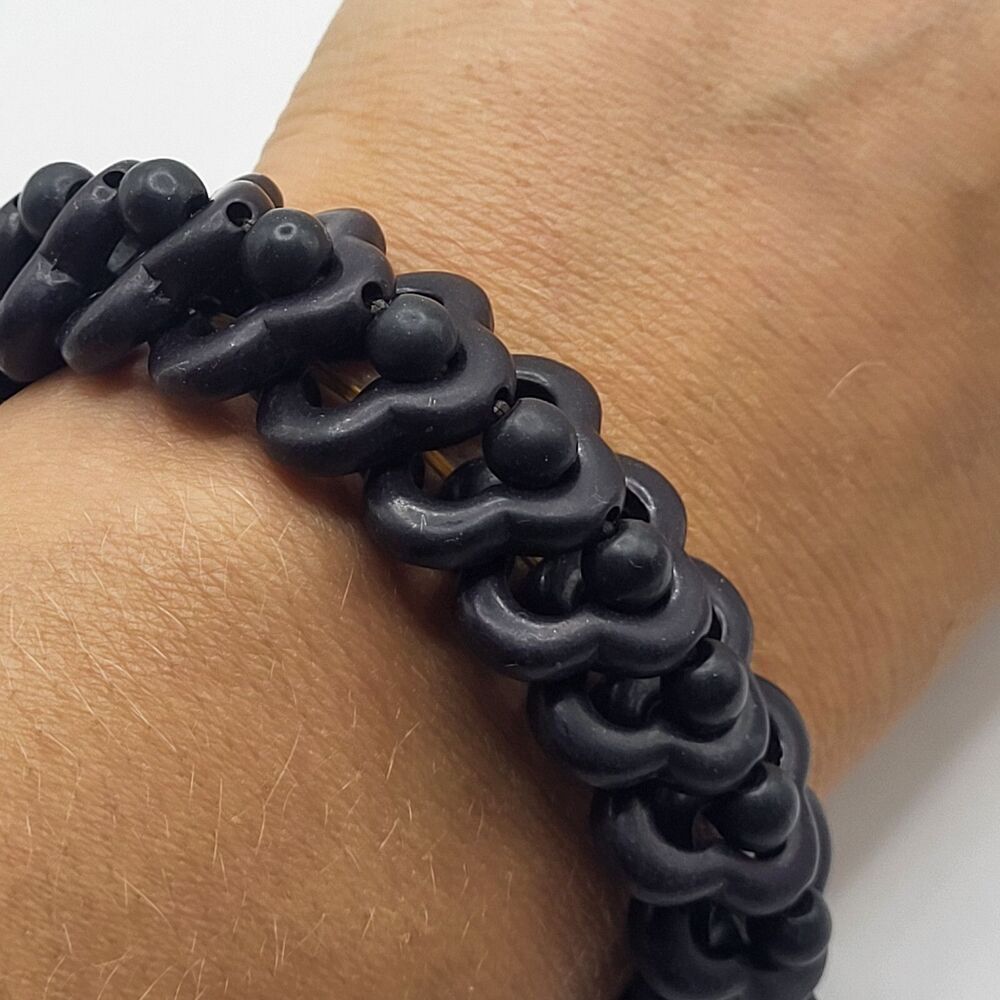Bold Unisex Chunky Black Bracelet 8in